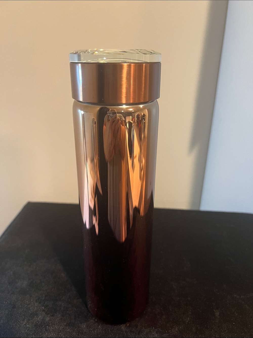 Iridescent Glass water bottle with Crystal Lid - pink